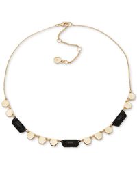 DKNY - Two-tone Stone Hexagon Statement Necklace - Lyst