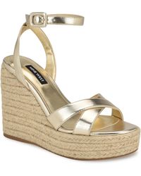 Nine West - Earnit Round Toe Ankle Strap Wedge Sandals - Lyst