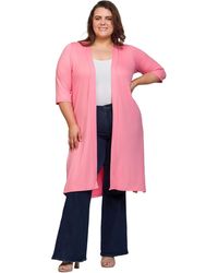24seven Comfort Apparel - Plus Size Knee Length Duster Cardigan Sweater - Lyst
