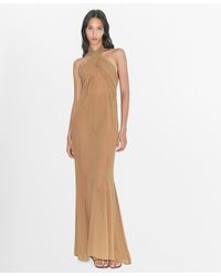 Mango - Crossed Neckline Long Semi-transparent Dress - Lyst