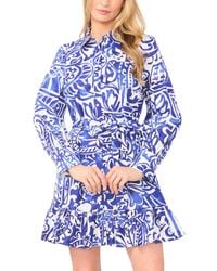 Cece - Collared Button-down Ruffle Hem Mini Dress - Lyst
