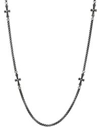 Steeltime - Stainless Steel Round Link Chain & Crosses Necklace - Lyst
