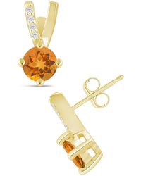 Macy's - Gemstone And Diamond Earrings (1/20 Ct. T.w. - Lyst