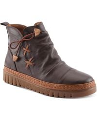 Spring Step - Azura Vandis Ruched Leather Ankle Bootie - Lyst