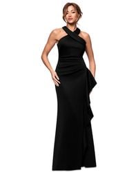 Xscape - Crisscross Halter Side-ruffled Gown - Lyst