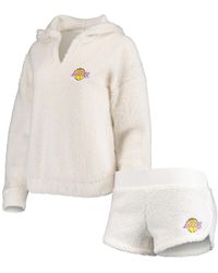 Concepts Sport - Los Angeles Lakers Fluffy Long Sleeve Hoodie Top And Shorts Sleep Set - Lyst