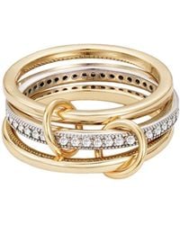Adornia - Gold And Silver Cz Connected 3-piece Ring Stack - Lyst