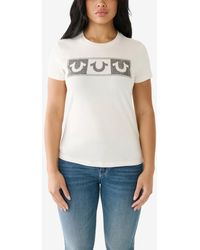True Religion - Short Sleeve Crystal Horseshoe Crewneck T-shirt - Lyst