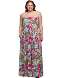 24seven Comfort Apparel - Plus Size A-line Strapless Maxi Dress - Lyst