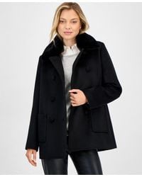 Cece - Double-breasted Faux Fur Collar Coat - Lyst