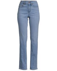Lands' End - Petite Recover High Rise Straight Leg Blue Jeans - Lyst