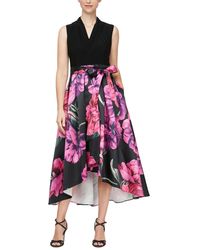 Sl Fashions - Sleeveless Floral High-low A-line Dress - Lyst