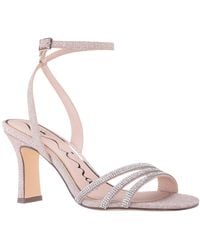 Nina - Alfreda Silver Metallic Mid Heel Square Toe Sandals - Lyst