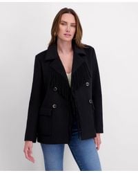 Kensie - Double Breasted Patch Pocket Faux Wool Jacket - Lyst