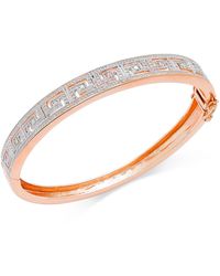 Macy's - Diamond Accent Greek Key Bangle Bracelet In Silver Plated Brass - Lyst