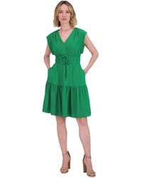 Eliza J - Petite V-neck Cap-sleeve Tiered Dress - Lyst