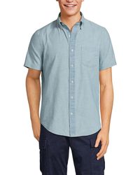 Lands' End - Short Sleeve Button Down Chambray Shirt - Lyst