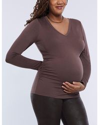 Motherhood Maternity - Maternity V-neck Side-ruched Long Sleeve Tee - Lyst