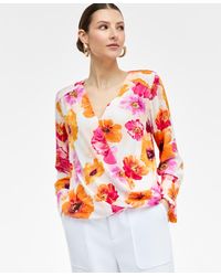 INC International Concepts - Printed Surplice Blouse - Lyst