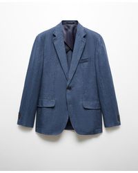 Mango - 100% Herringbone Linen Slim Fit Suit Jacket - Lyst