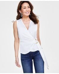 INC International Concepts - Belted Sleeveless Wrap Top - Lyst
