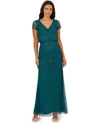 Adrianna Papell - Blouson Beaded Long Dress - Lyst