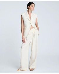 Kenneth Cole - Luxe Twill Triple Pocket Vest Crisscross Front Pleated Wide Leg Pants - Lyst