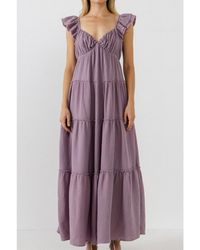 Free the Roses - Maxi Sweetheart Dress With Raw Edge Details - Lyst