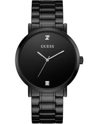 Guess - Stainless Steel Quartz Watch With Leather Calfskin Strap, Blue, 16 (model: U1136l4) - Lyst