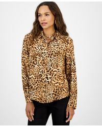 INC International Concepts - Petite Animal-print Button-down Shirt - Lyst