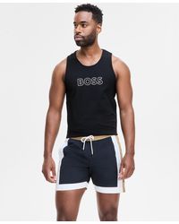 BOSS - Boss By Colorblocked Drawstring 5" Swim Shorts - Lyst