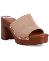 Rag & Co - Cartera Suede High Block Heel Clogs In Black - Lyst