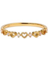 Girls Crew - 18k -plated Sterling Silver Heart & Crystal Stack Ring - Lyst