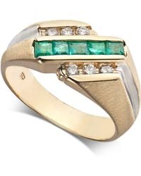 Macy's Emerald (3/4 Ct. T.w.) & Diamond (1/4 Ct. T.w.) Ring In 14k Gold - Metallic