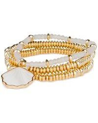 Patricia Nash - Gold-tone 3-pc. Set Mother-of-pearl Shell Charm Beaded Stretch Bracelets - Lyst