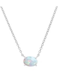 Macy's - Lab-grown Opal Oval Solitaire Pendant Necklace (3/4 Ct. T.w.) - Lyst