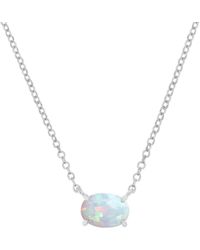 Macy's - Lab-grown Opal Oval Solitaire Pendant Necklace (3/4 Ct. T.w.) - Lyst
