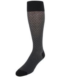 Trafalgar - Benoit Herringbone Patterned Mid-calf Merino Wool Socks (1 Pair) - Lyst