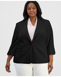 Anne Klein Essentials - Plus Size 3/4-sleeve One-button Blazer - Lyst