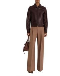 Reiss - Petite Sorina Leather Moto Zip-through Jacket - Lyst