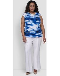 DKNY - Plus Size Printed Asymmetric-neck Sleeveless Top - Lyst