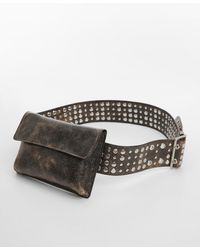 Mango - Studded Leather Money Belt - Lyst