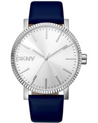 DKNY - Soho Maxi Leather Strap Watch - Lyst
