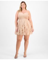 Pear Culture - Plus Size Glitter-mesh Ruffle-skirt Mini Dress - Lyst