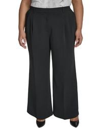 DKNY - Plus Size High-rise Wide-leg Crepe Pants - Lyst
