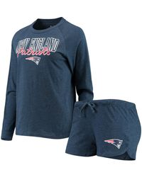 Concepts Sport - New England Patriots Meter Knit Long Sleeve Raglan Top And Shorts Sleep Set - Lyst