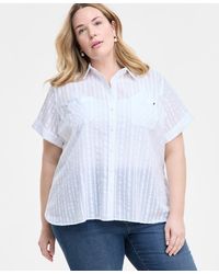 Tommy Hilfiger - Plus Size Cotton Shadow-striped Camp Shirt - Lyst