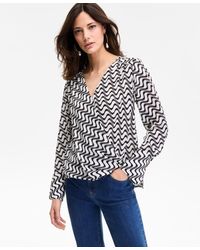INC International Concepts - Printed Surplice Long-sleeve Blouse - Lyst