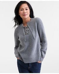 Style & Co. - Lace-up Long-sleeve Sweater - Lyst