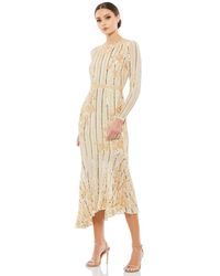 Mac Duggal - Long Sleeve Tea Length Dress - Lyst